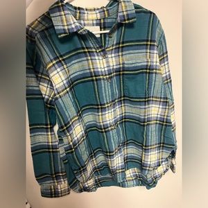 American Eagle Boyfriend Fit Blue Flannel